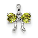 14K White Gold Polished Peridot Bow Pendant